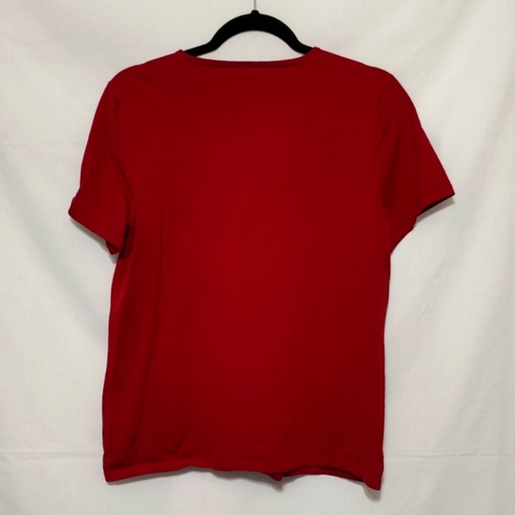 Peter Nygard Red Knit Short Sleeve Top - Women's L 14-16 - Picture 4 of 5